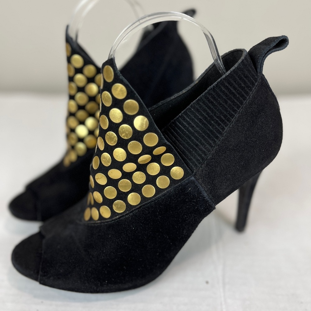 Women's Black Pedro Garcia, Made in Spain Peep Toe, studded booties Size 10 - Picture 8 of 9